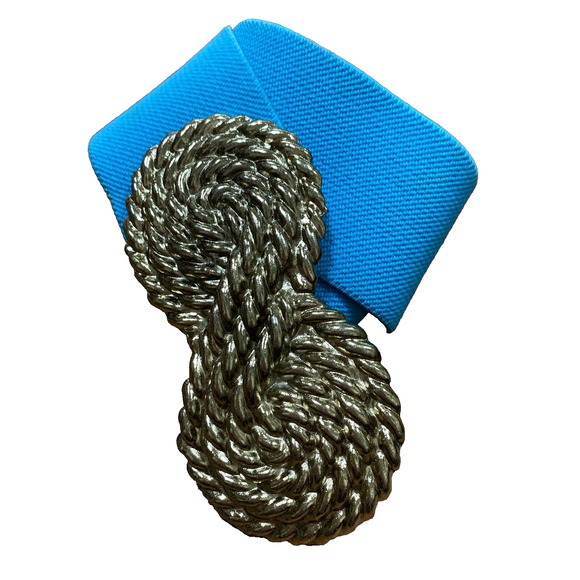 Vintage Blue Stretch Belt Massive Goldtone Rope Textured Twist Buckle 1980’s - Picture 5 of 8